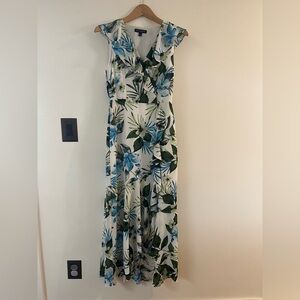 Banana Republic Blue and Green Floral Maxi Dress